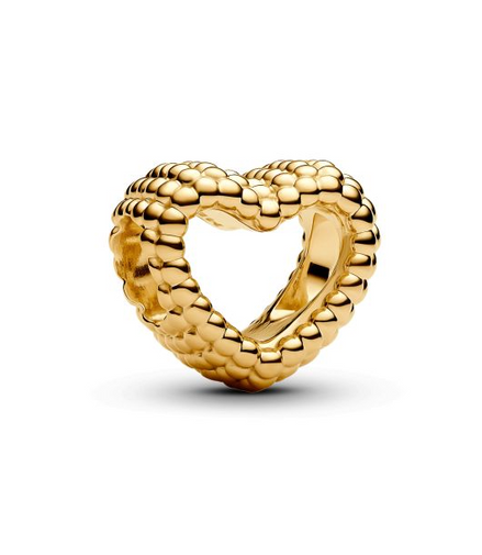 Pandora Moments Beaded Open Heart Gold-Plated Charm