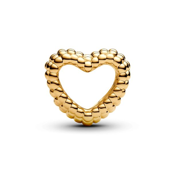 Pandora Moments Beaded Open Heart Gold-Plated Charm