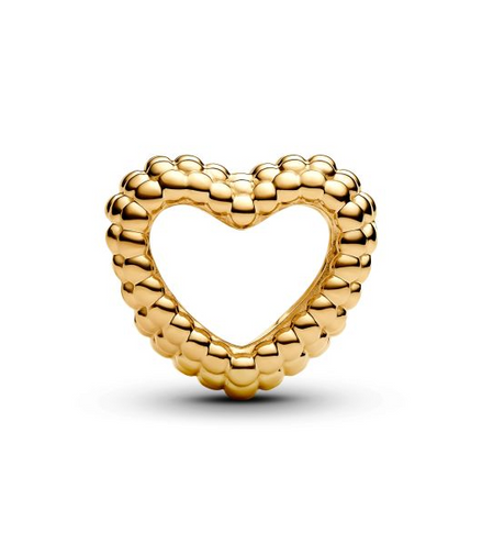 Pandora Moments Beaded Open Heart Gold-Plated Charm