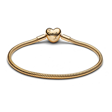 Pandora Moments Family Tree Heart Clasp Snake Chain Bracelet Size 18