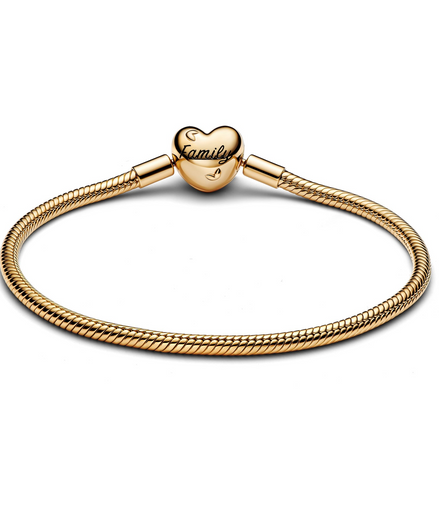 Pandora Moments Family Tree Heart Clasp Snake Chain Bracelet Size 18