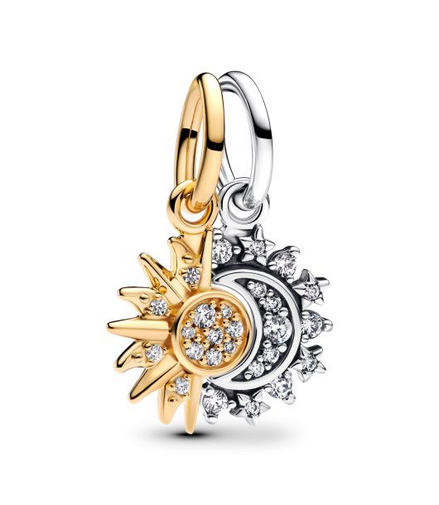 Pandora Moments Two-Tone Splittable Sun And Moon Dangle Charm