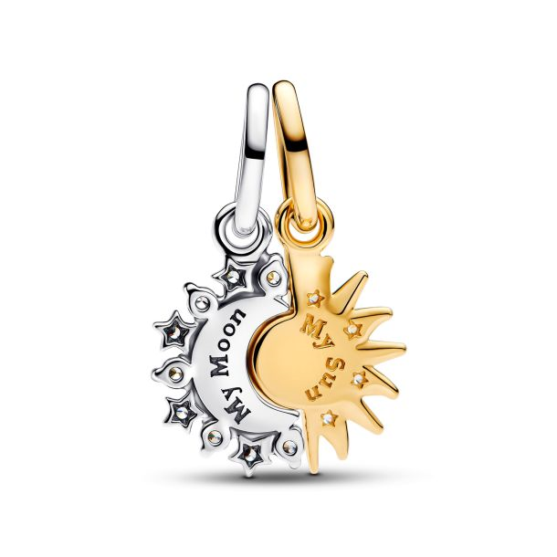 Pandora Moments Two-Tone Splittable Sun And Moon Dangle Charm