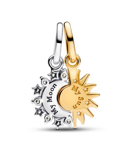 Pandora Moments Two-Tone Splittable Sun And Moon Dangle Charm