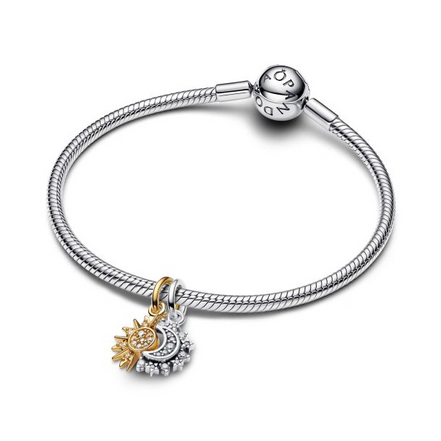 Pandora Moments Two-Tone Splittable Sun And Moon Dangle Charm
