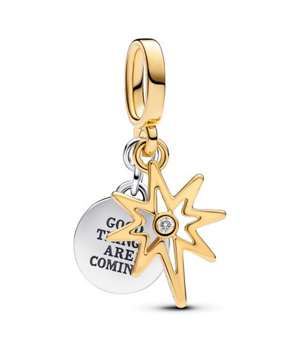 Pandora Moments 14K Gold-Plated Engravable North Star Lab-grown Diamond Dangle Charm
