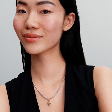 Pandora Moments 14K Gold-Plated Engravable North Star Lab-grown Diamond Dangle Charm