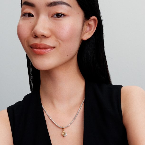 Pandora Moments 14K Gold-Plated Engravable North Star Lab-grown Diamond Dangle Charm