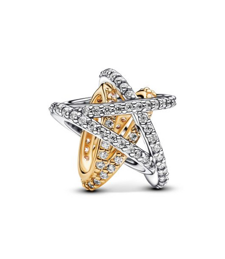 Pandora Moments Two-Tone Sparkling Crossover Star Charm