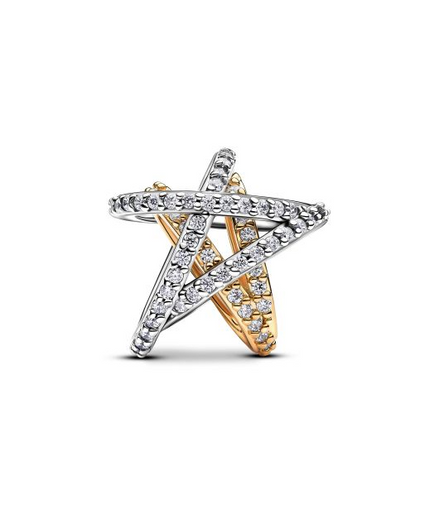 Pandora Moments Two-Tone Sparkling Crossover Star Charm