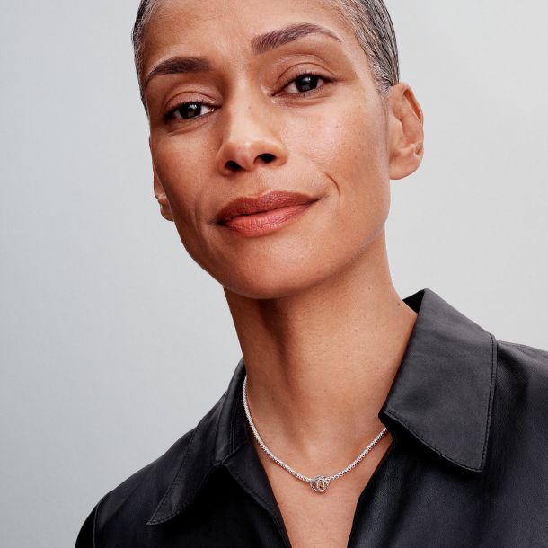 Pandora Moments Two-Tone Sparkling Crossover Star Charm