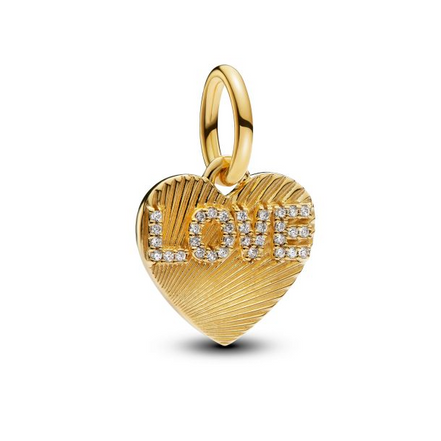 Pandora Moments 14K Gold-Plated Engravable Love Heart Dangle Charm