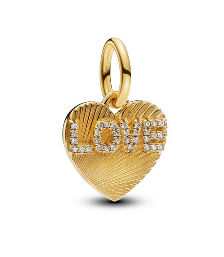 Pandora Moments 14K Gold-Plated Engravable Love Heart Dangle Charm
