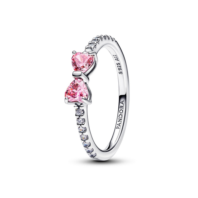 Pandora Timeless Sparkling Pink Bow Ring Size 7