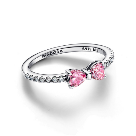 Pandora Timeless Sparkling Pink Bow Ring Size 7
