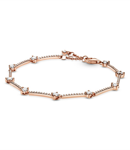 Pandora Timeless Sparkling Pavé Bars Bracelet Size 18