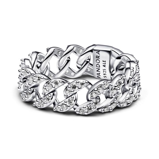 Pandora Timeless Pavé Cuban Chain Ring Size 4.5