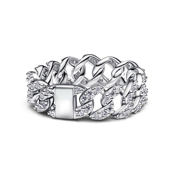 Pandora Timeless Pavé Cuban Chain Ring Size 5