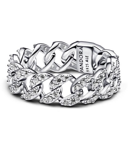 Pandora Timeless Pavé Cuban Chain Ring Size 8.5