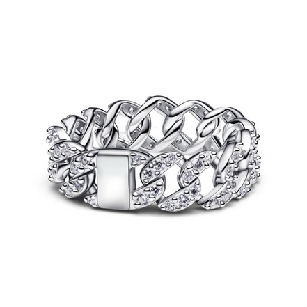 Pandora Timeless Pavé Cuban Chain Ring Size 10