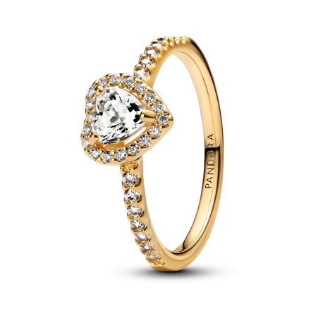 Pandora Timeless Sparkling Elevated Clear Heart Ring Size 9
