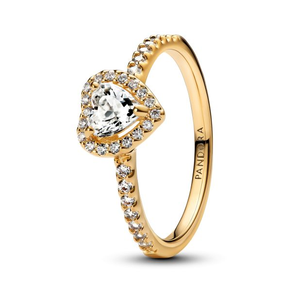 Pandora Timeless Sparkling Elevated Clear Heart Ring Size 9
