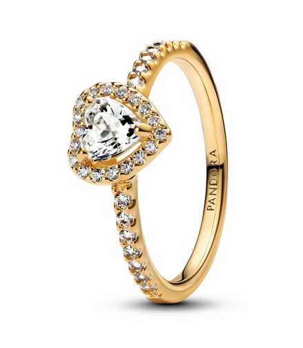 Pandora Timeless Sparkling Elevated Clear Heart Ring Size 9