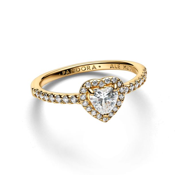 Pandora Timeless Sparkling Elevated Clear Heart Ring Size 9