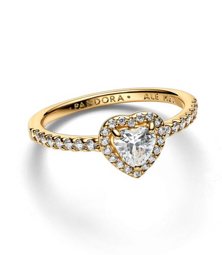 Pandora Timeless Sparkling Elevated Clear Heart Ring Size 9