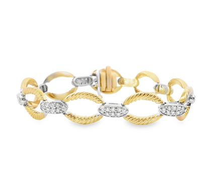 14k Two Toned 1.03 CTTW Diamond Bracelet