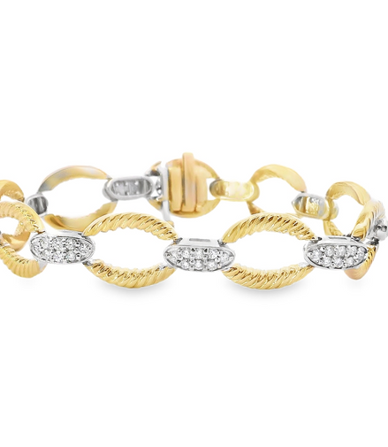 14k Two Toned 1.03 CTTW Diamond Bracelet