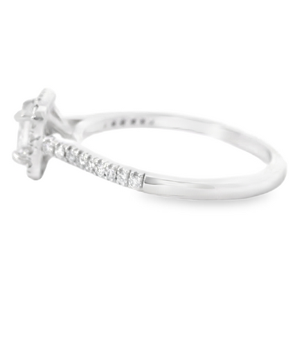14K White Gold 0.78 CTW Diamond Princess Cut With Halo Engagement Ring