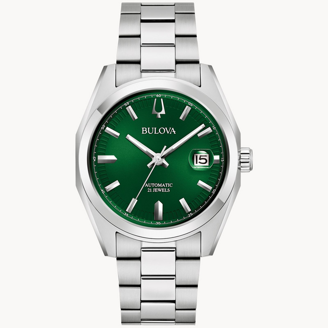 Bulova Men's Classic Surveyor Green Dial Stainless Steel Bracelet