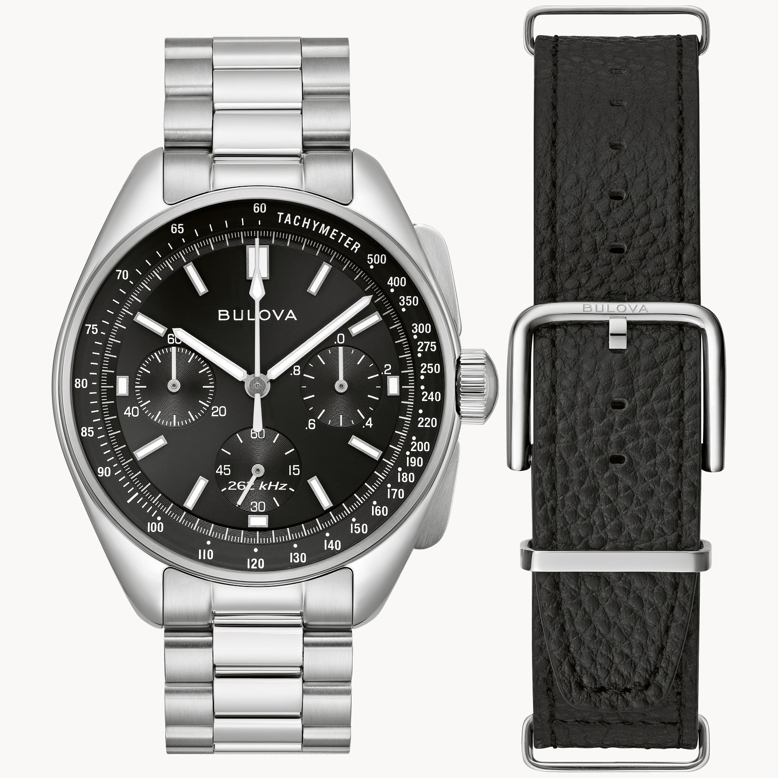 Bulova Men's Archive Series Lunar Pilot Black Dial and Interchangeable Strap Watch Set