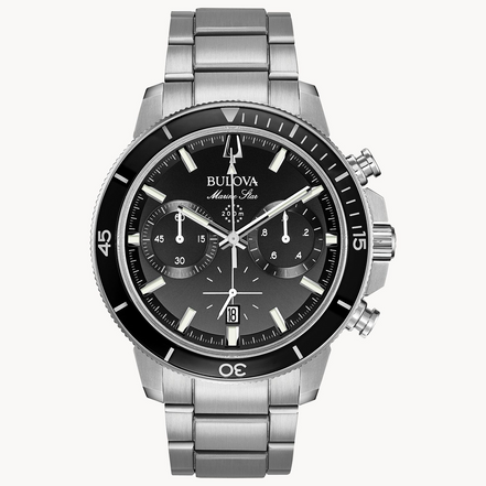 Bulova Men's Marine Star Black Dial Chronograph Bracelet Watch