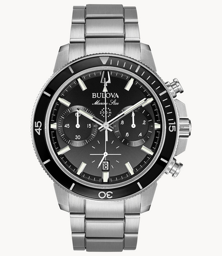 Bulova Men's Marine Star Black Dial Chronograph Bracelet Watch