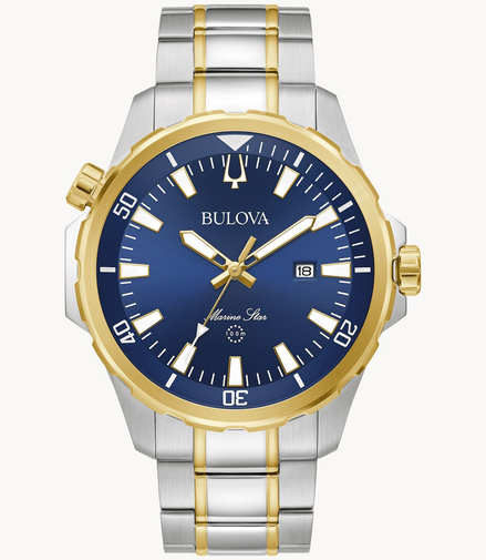 Bulova Men's Marine Star Blue Dial Stainless Steel Bracelet Watch