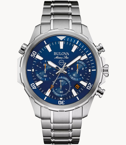 Bulova Men's Marine Star Blue Dial Chronograph Stainless Steel Watch