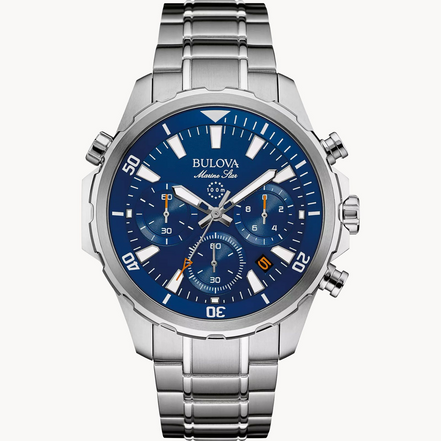 Bulova Men's Marine Star Blue Dial Chronograph Stainless Steel Watch