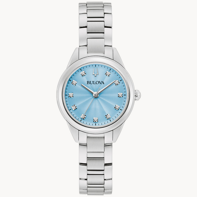 Bulova Ladies Sutton Light Blue Dial And Stainless Steel Bracelet Watch