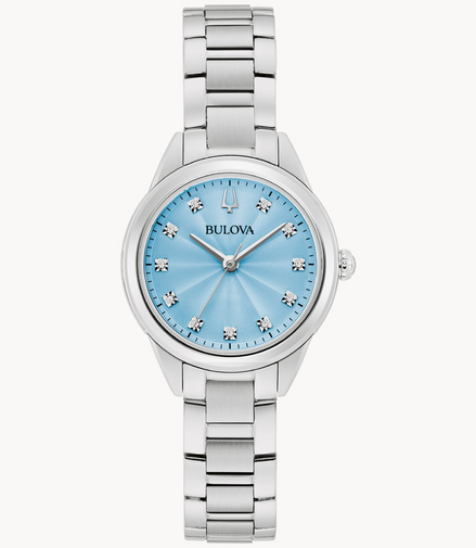 Bulova Ladies Sutton Light Blue Dial And Stainless Steel Bracelet Watch