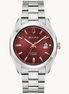 Bulova Men's Surveyor Automatic Burgundy Dial Stainless Steel Watch