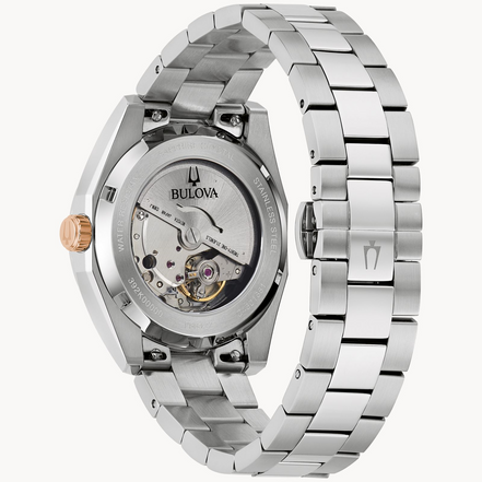 Bulova Men's Surveyor Automatic Burgundy Dial Stainless Steel Watch