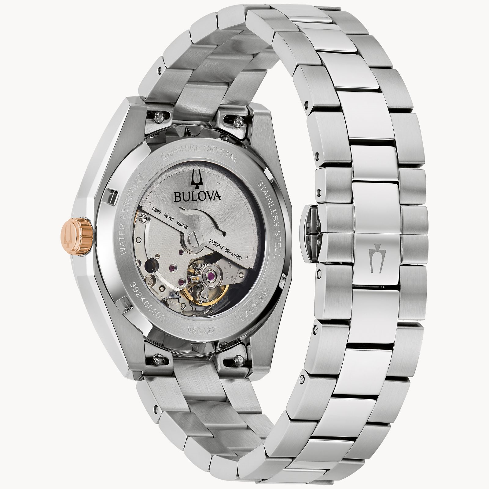 Bulova Men's Surveyor Automatic Burgundy Dial Stainless Steel Watch