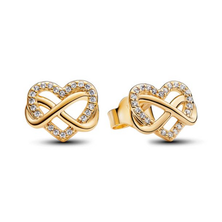 Pandora Timeless Sparkling Infinity Heart Gold-Plated Stud Earrings