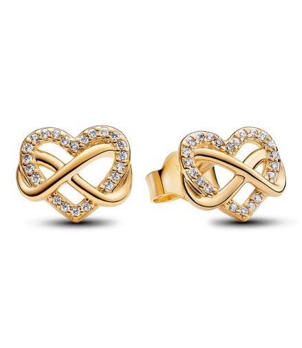 Pandora Timeless Sparkling Infinity Heart Gold-Plated Stud Earrings