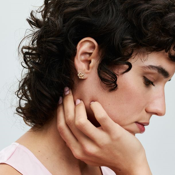 Pandora Timeless Sparkling Infinity Heart Gold-Plated Stud Earrings