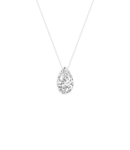 14K White Gold 1 CTW Lab Grown Diamond Seamless Solitaire Pear Shaped Pendant Necklace