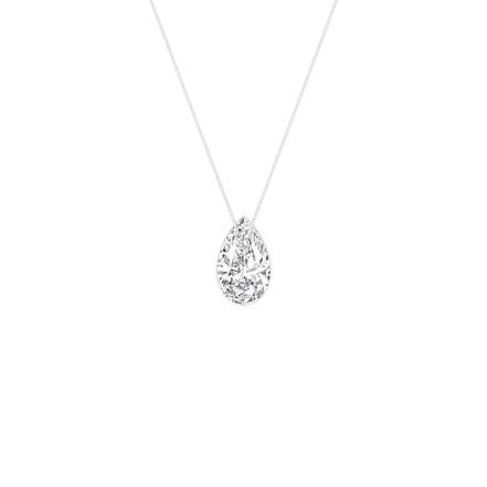 14K White Gold 1 CTW Lab Grown Diamond Seamless Solitaire Pear Shaped Pendant Necklace