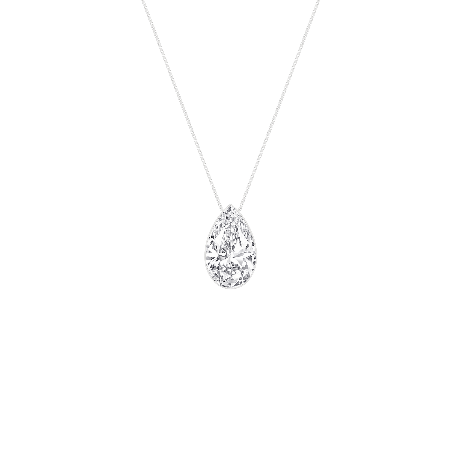 14K White Gold 1 CTW Lab Grown Diamond Seamless Solitaire Pear Shaped Pendant Necklace